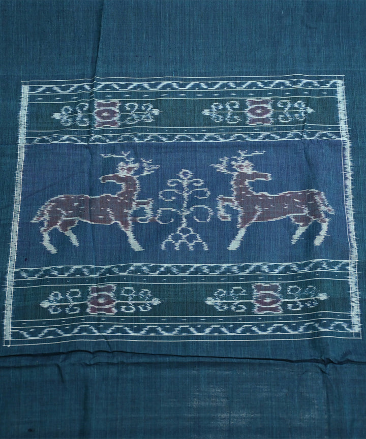 Fuzzy wuzzy celadon blue handmade sambalpuri cotton bedsheet