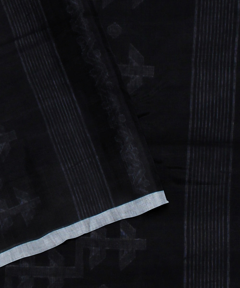 Black offwhite cotton bengal handloom saree