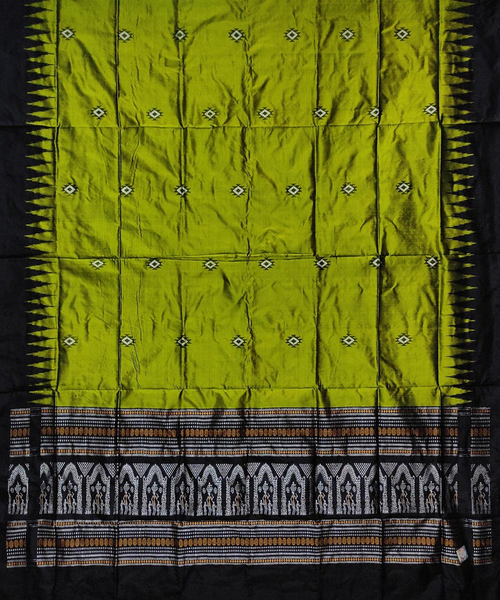 Apple green black handloom silk bomkai dupatta