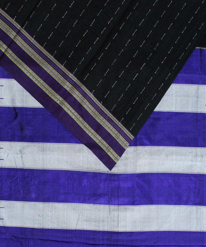 Black purple gayatri cotton handloom ilkal saree