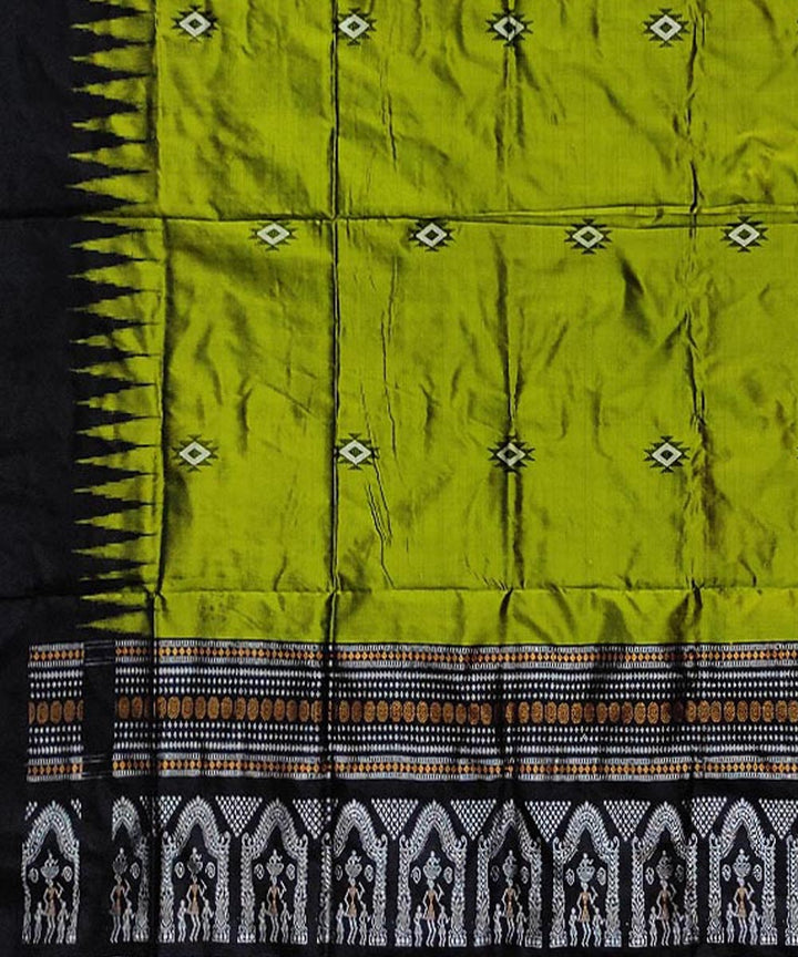 Apple green black handloom silk bomkai dupatta