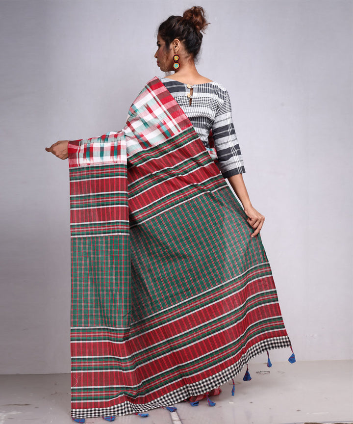 Multicolor offwhite cotton handloom gamcha saree