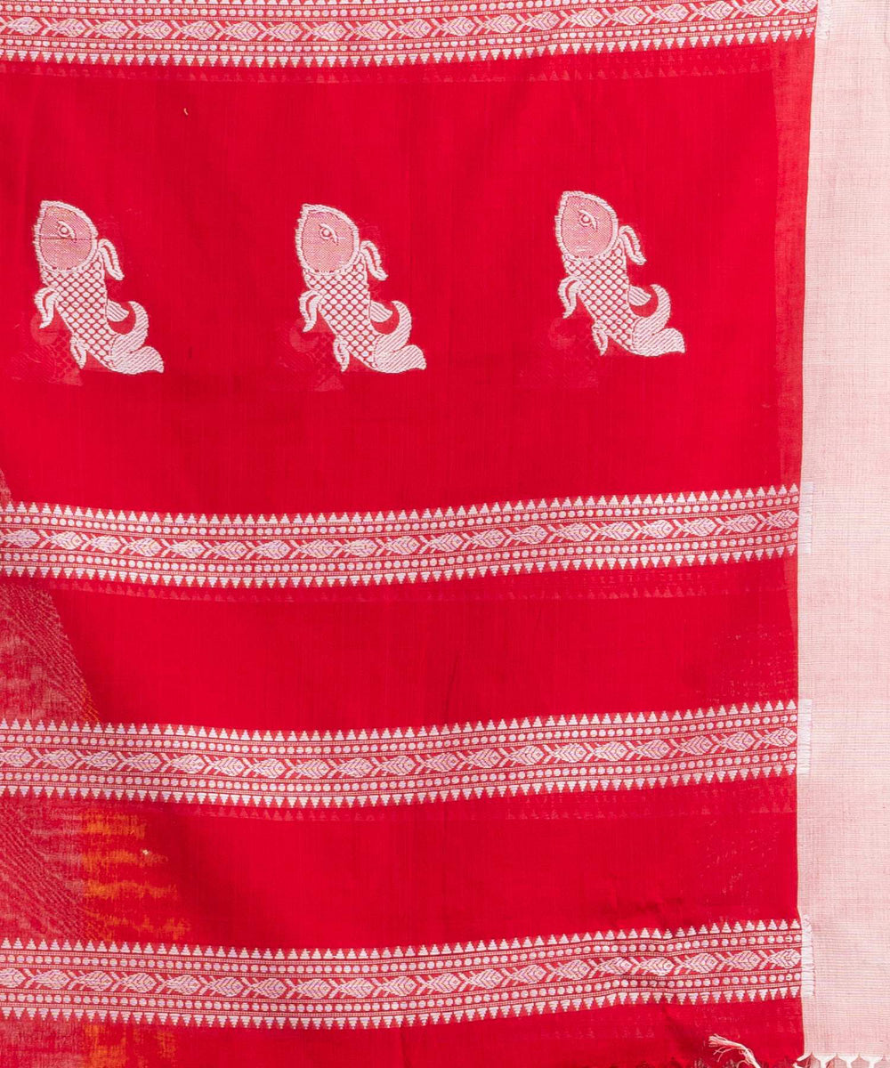Red handwoven bengal cotton saree