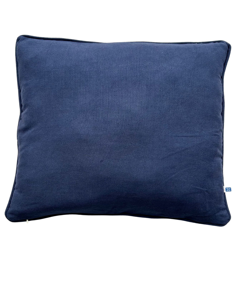 Navy blue plain handloom cotton cushion cover