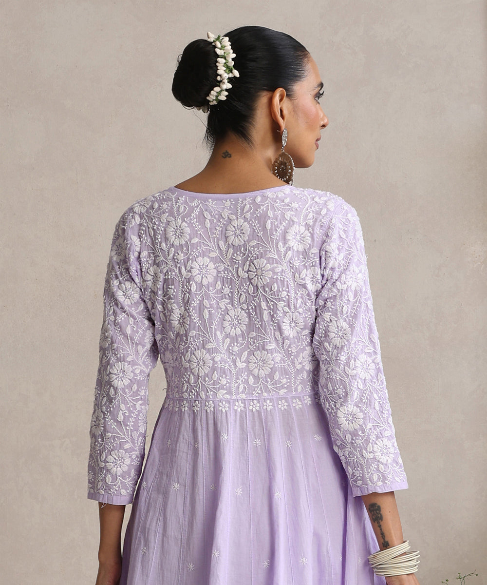 Lavender  Hand Embroidered   Chikankari  Cotton Kurti