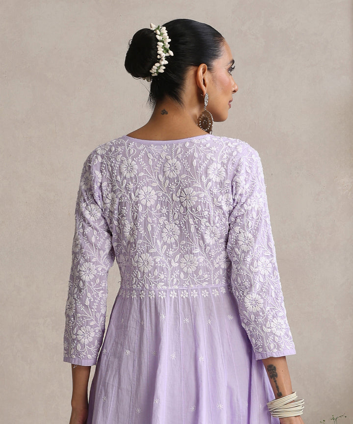 Lavender  Hand Embroidered   Chikankari  Cotton Kurti