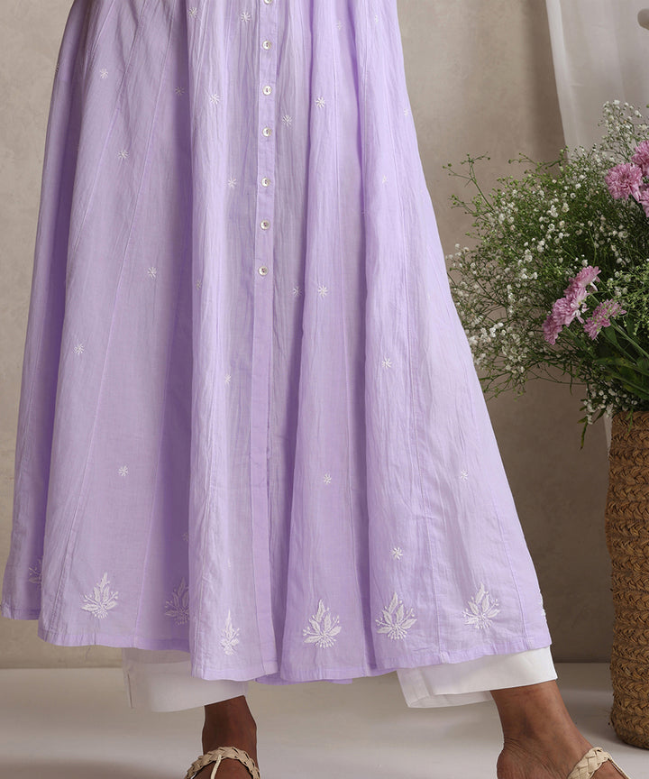 Lavender  Hand Embroidered   Chikankari  Cotton Kurti