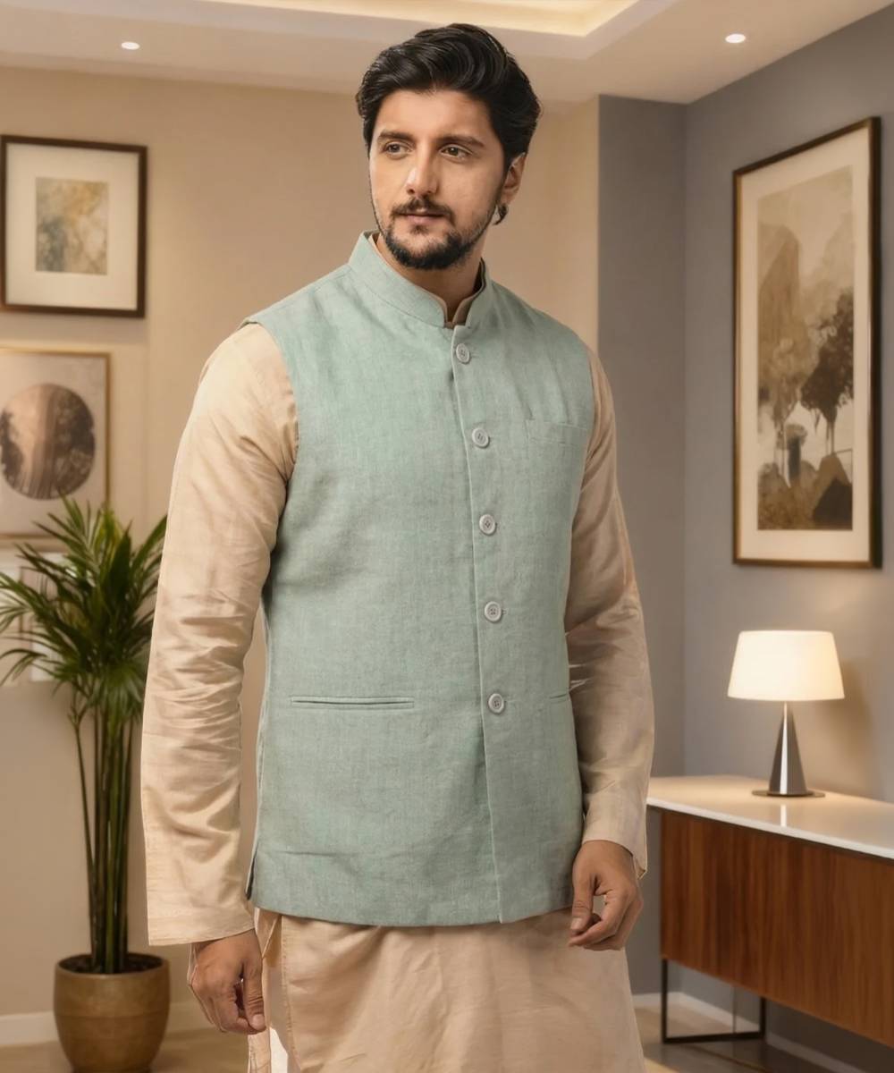 Light green 3 panel linen jacket