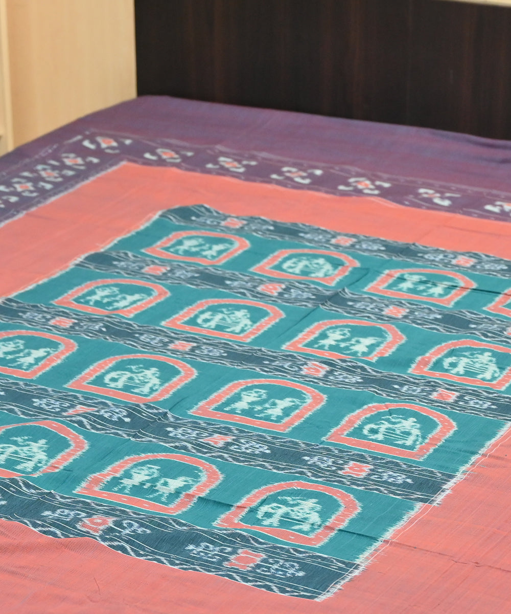 Cedar chest blue yonder handmade sambalpuri cotton bedsheet
