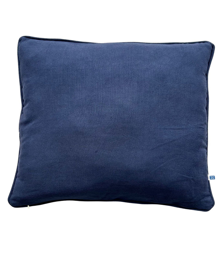 Navy blue plain handloom cotton cushion cover