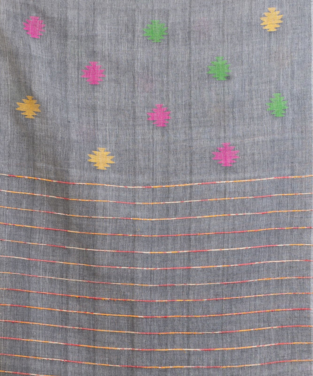 Grey handloom cotton bengal saree