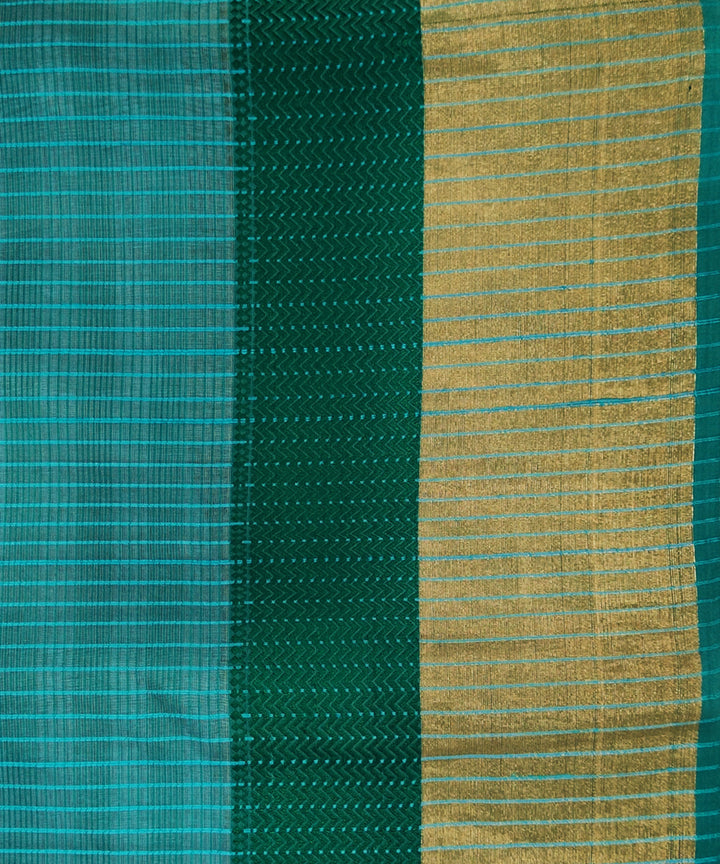 Cyan blue handwoven maheshwari cotton silk saree