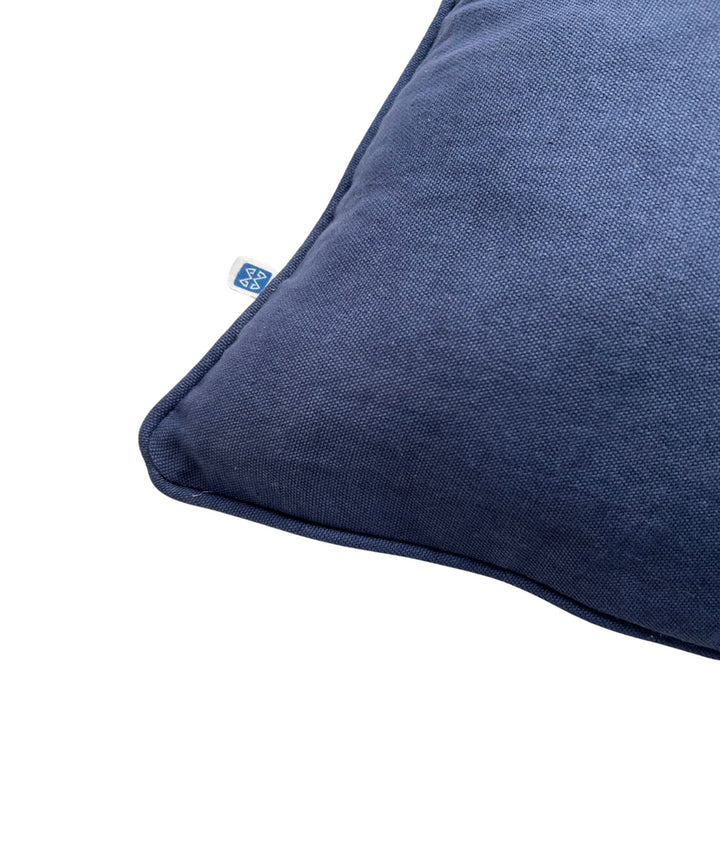 Navy blue plain handloom cotton cushion cover