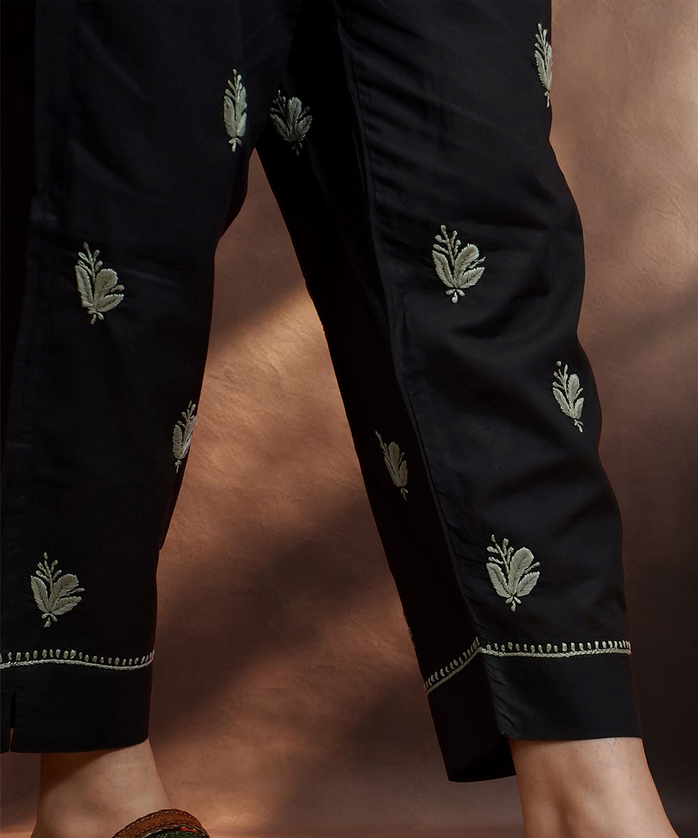 Black  Hand Embroidered   Chikankari  Cotton Kurta Set