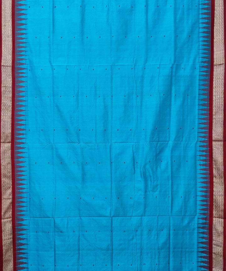 Blue red handwoven silk bomkai saree