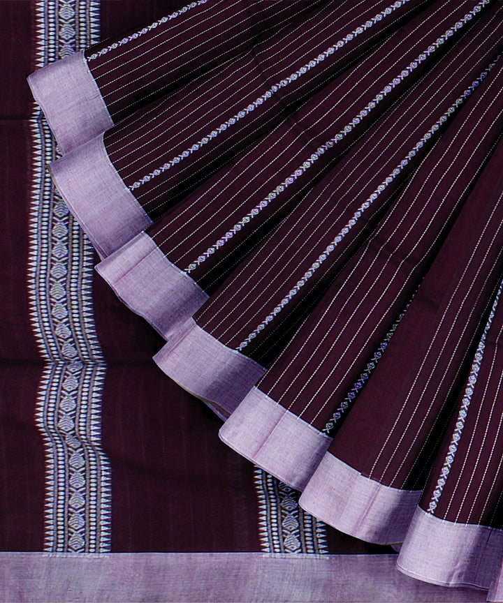 Wine handloom cotton bengal saree