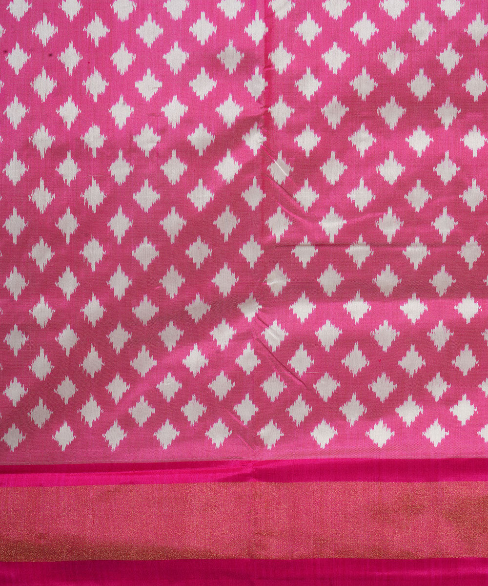 Pink offwhite handwoven pochampally ikat silk saree