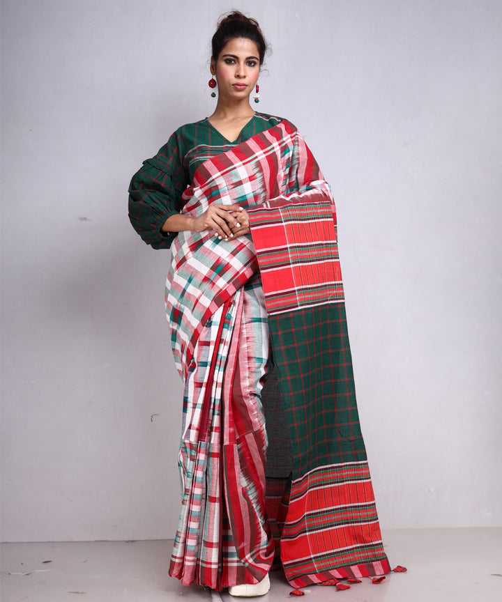 Multicolor cotton handloom gamcha saree