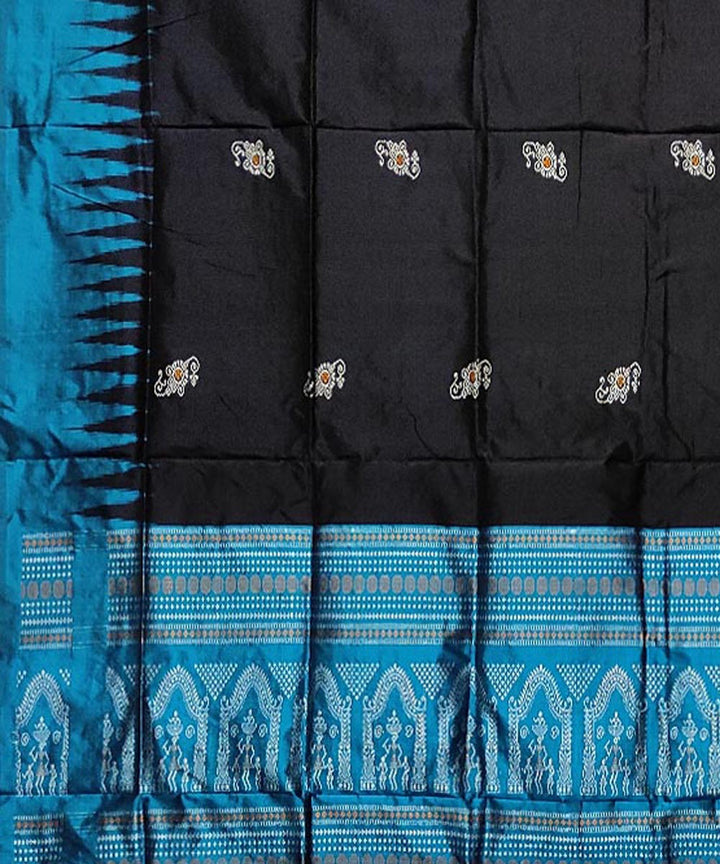 Black blue handloom silk bomkai dupatta