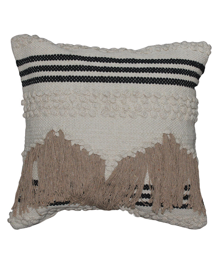 Cream black striped handwoven cotton cushion cover