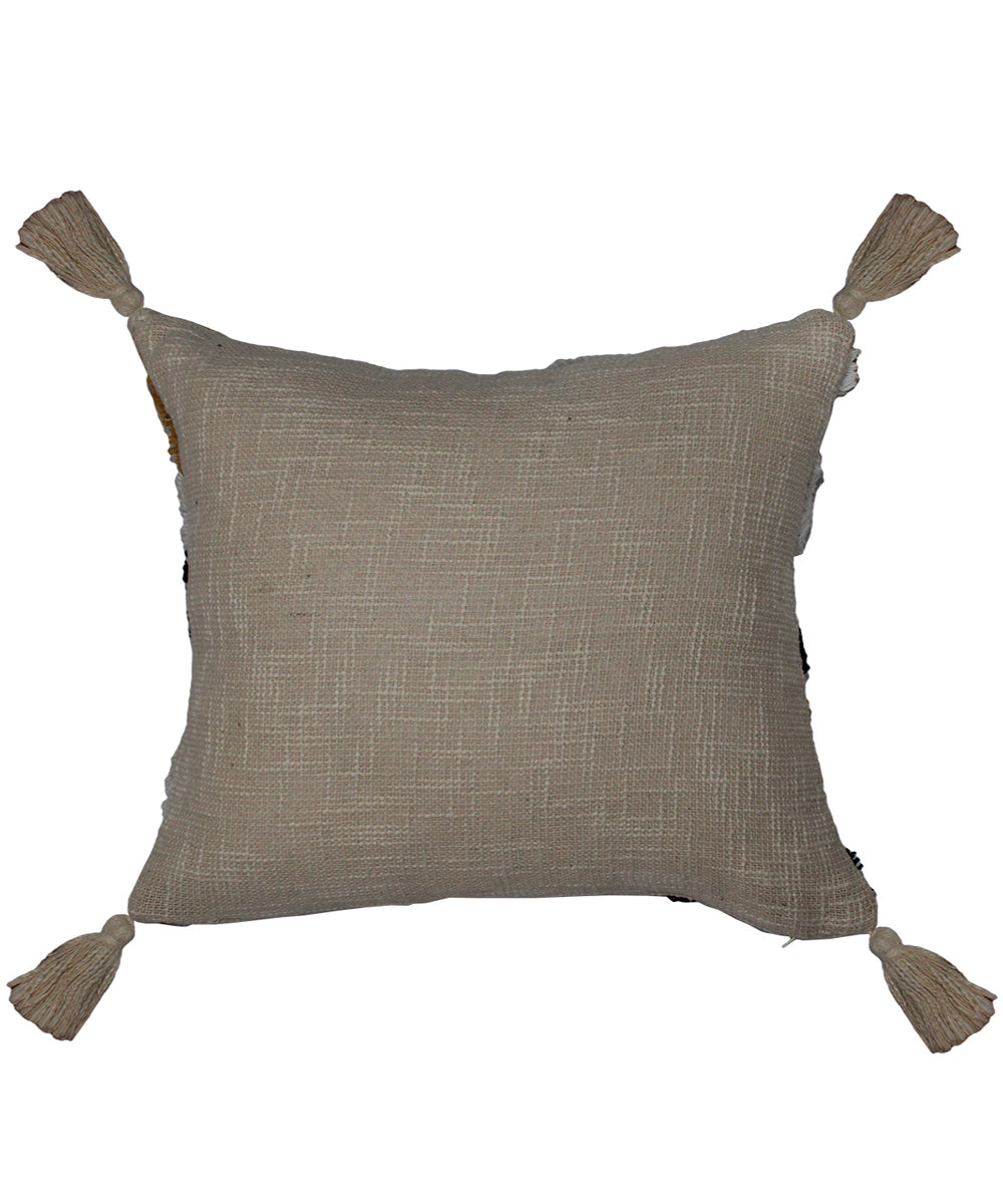 Cream mustard handwoven cotton cushion cover