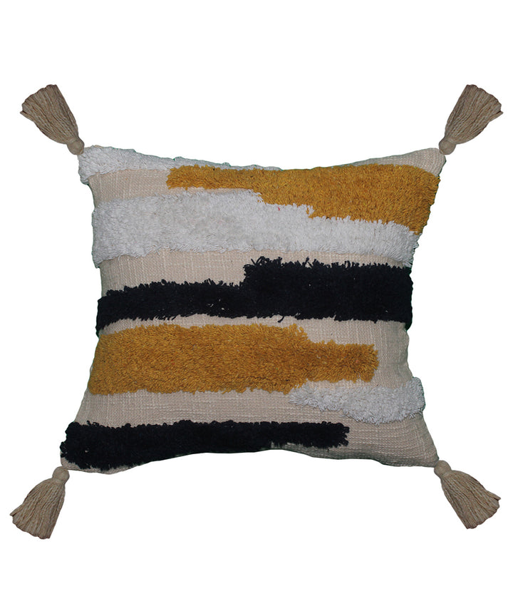 Cream mustard handwoven cotton cushion cover