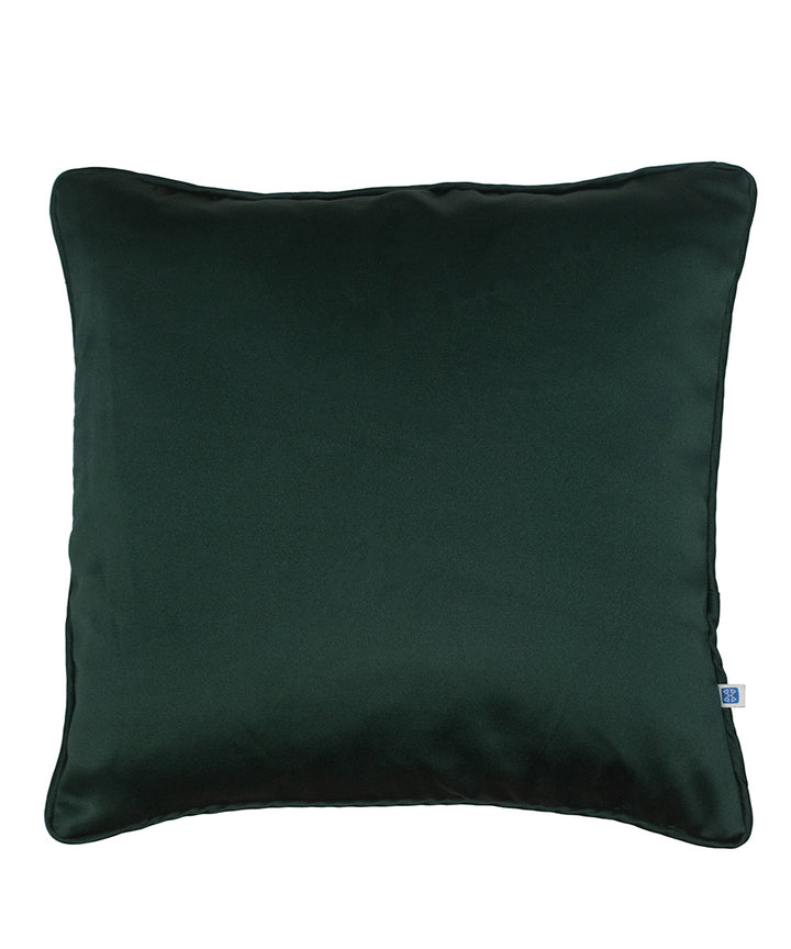 Olive green hand printed silk velvet cushion cover