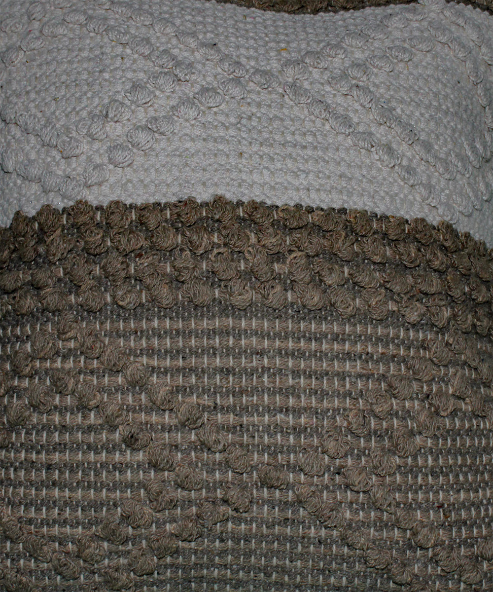 Brown white handwoven cotton cushion cover