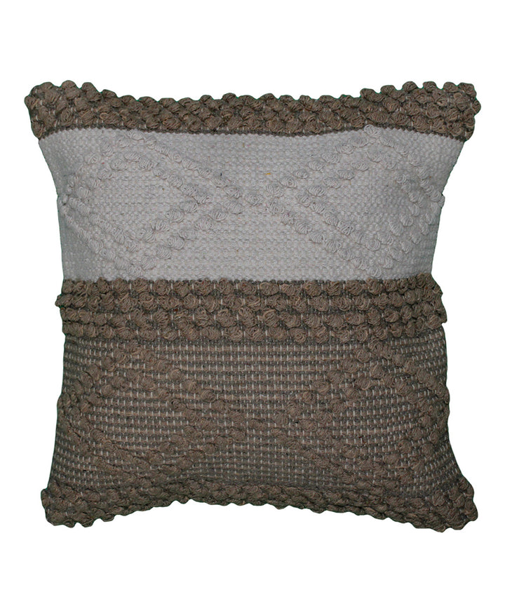 Brown white handwoven cotton cushion cover