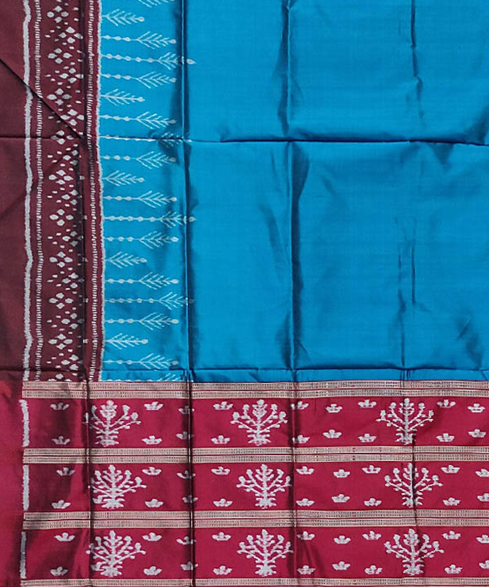 Blue maroon handloom sambalpuri silk dupatta