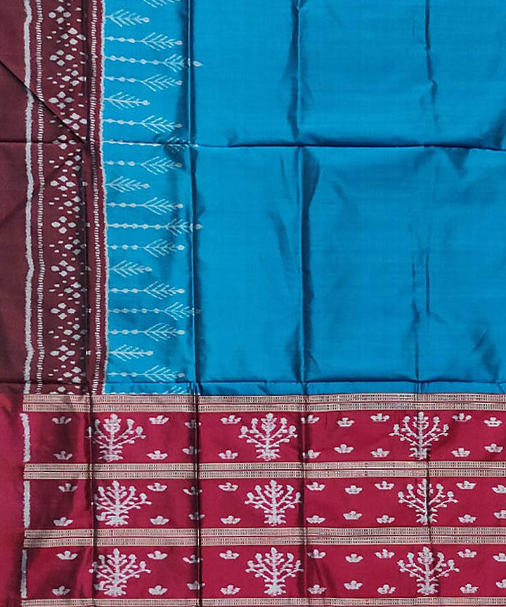 Blue maroon handloom sambalpuri silk dupatta