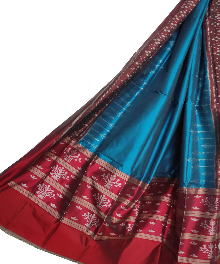 Blue maroon handloom sambalpuri silk dupatta