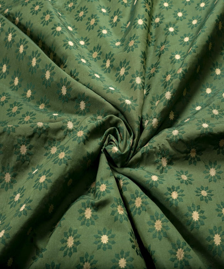 Dark green handloom banarasi cotton silk fabric
