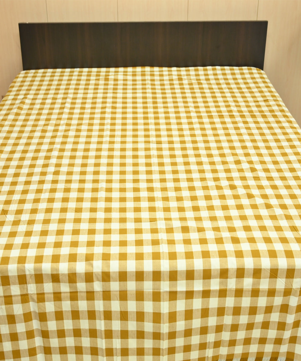 White copper checked handmade sambalpuri cotton bedsheet