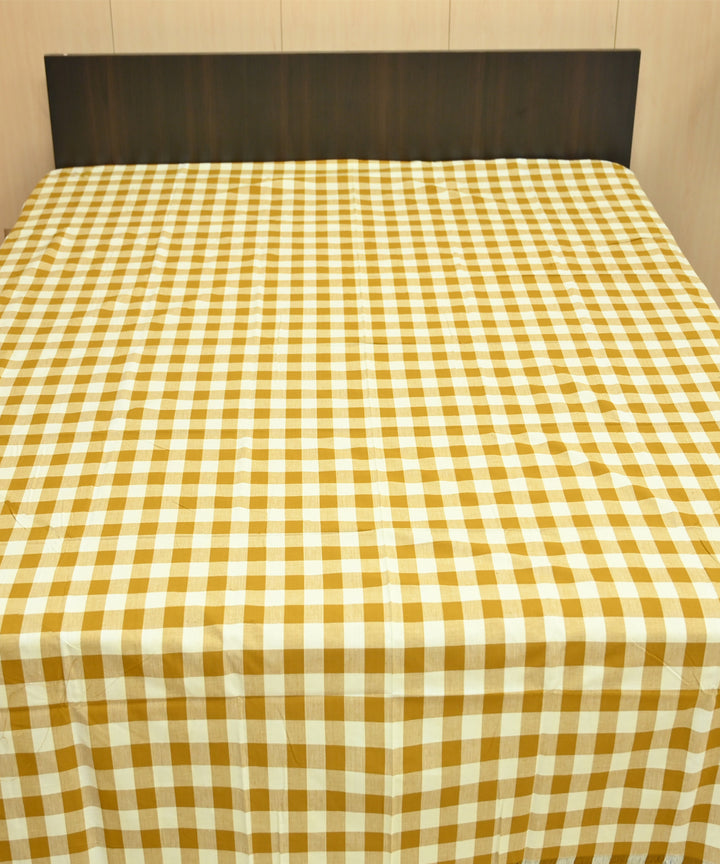 White copper checked handmade sambalpuri cotton bedsheet