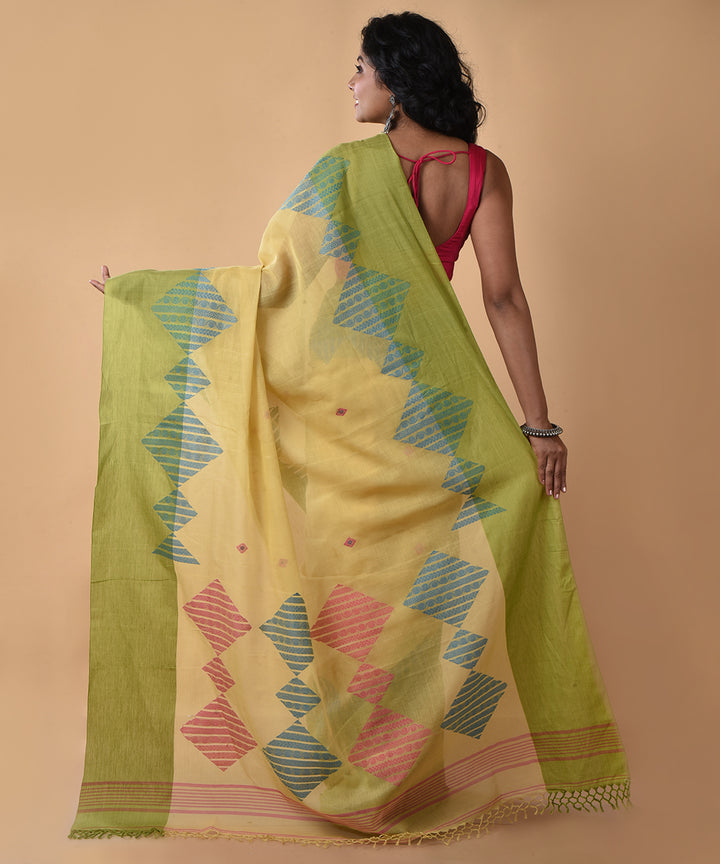 Multicolor cotton handloom jamdani saree
