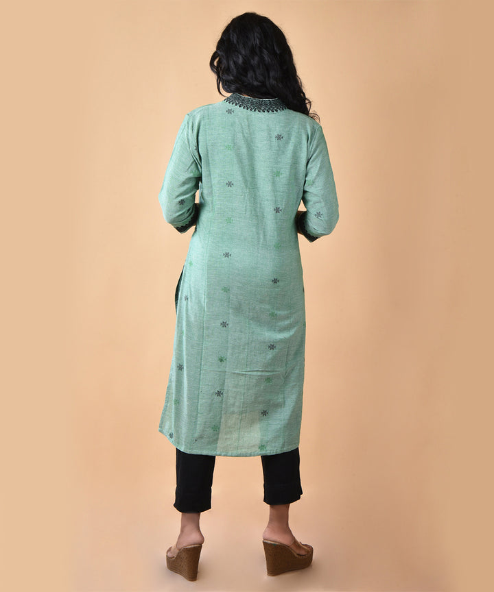 Sea green handwoven cotton jamdani kurti