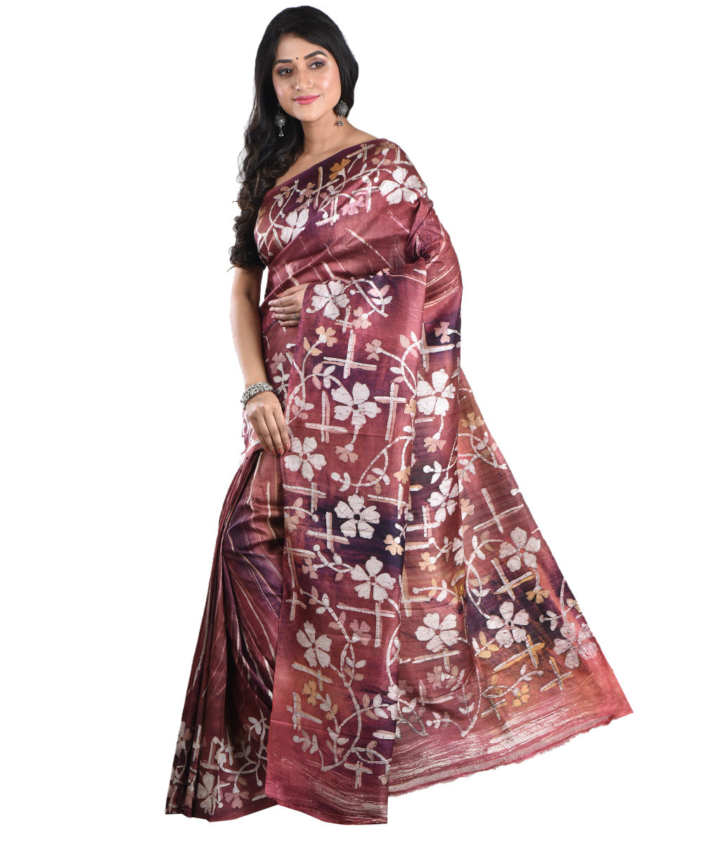 Multicolor handloom silk batik print saree
