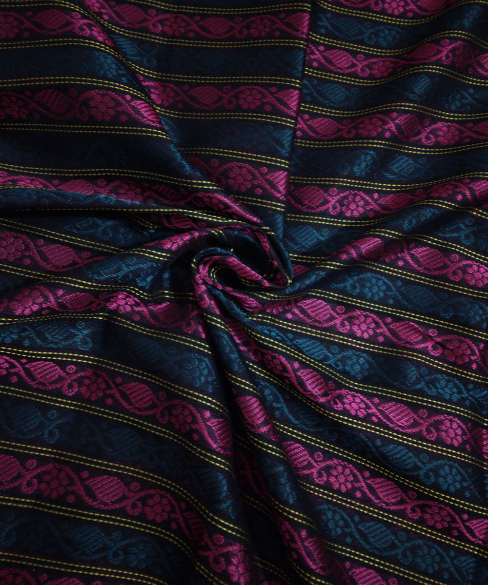 Pink green maroon handwoven cotton art silk khana blouse fabric