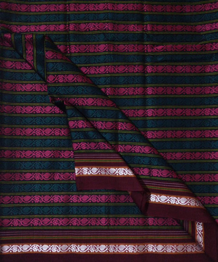 Pink green maroon handwoven cotton art silk khana blouse fabric