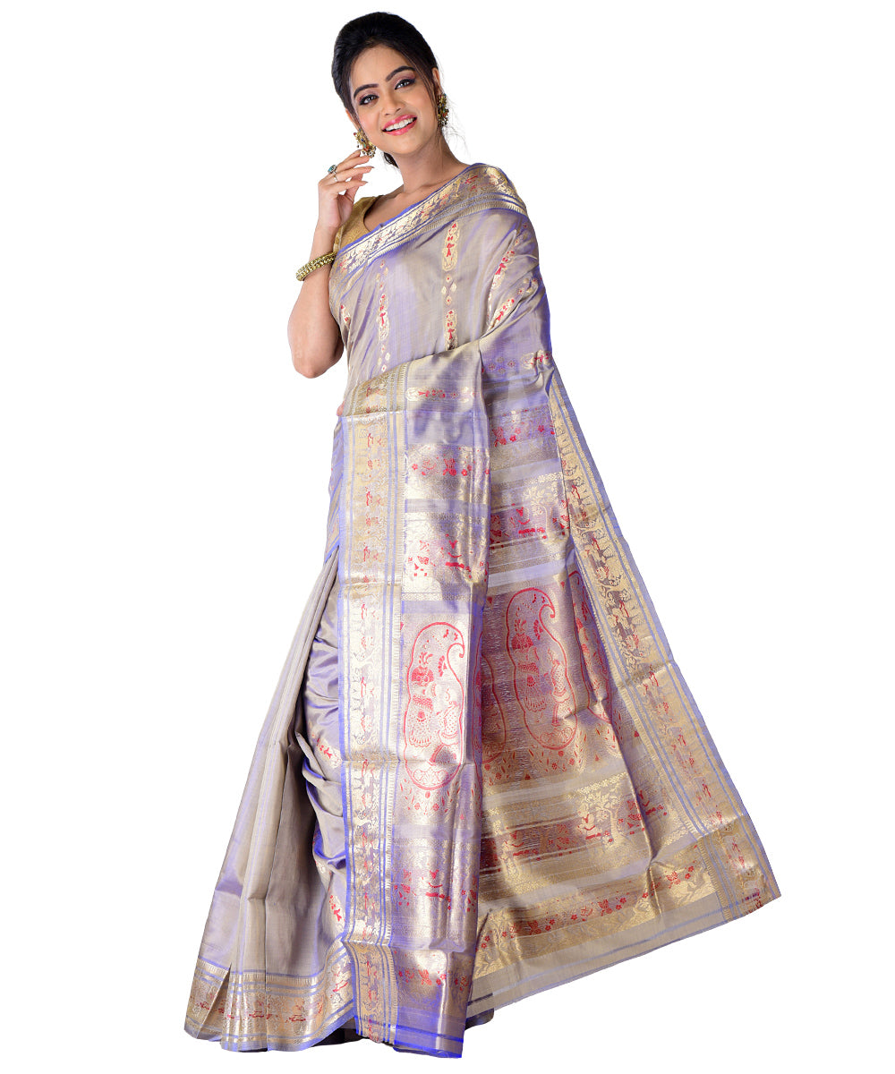 Grey handloom silk saree