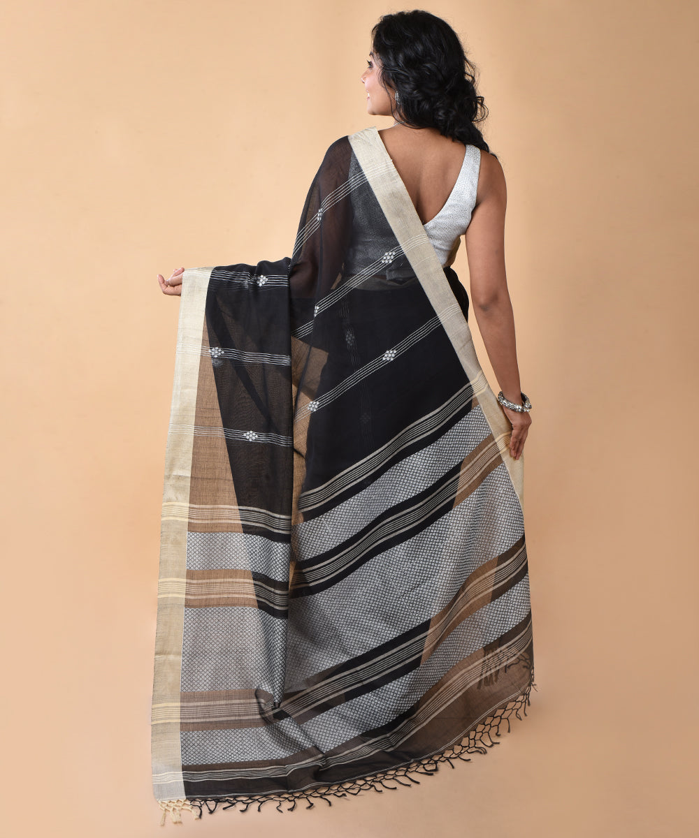 Black cotton handloom jamdani saree