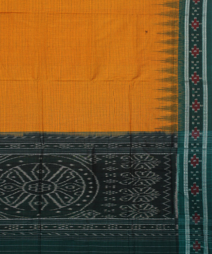 Yellow green cotton handwoven nuapatna saree