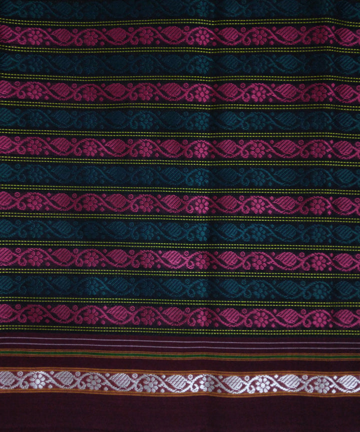 Pink green maroon handwoven cotton art silk khana blouse fabric