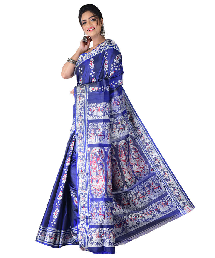 Navy blue handloom silk saree