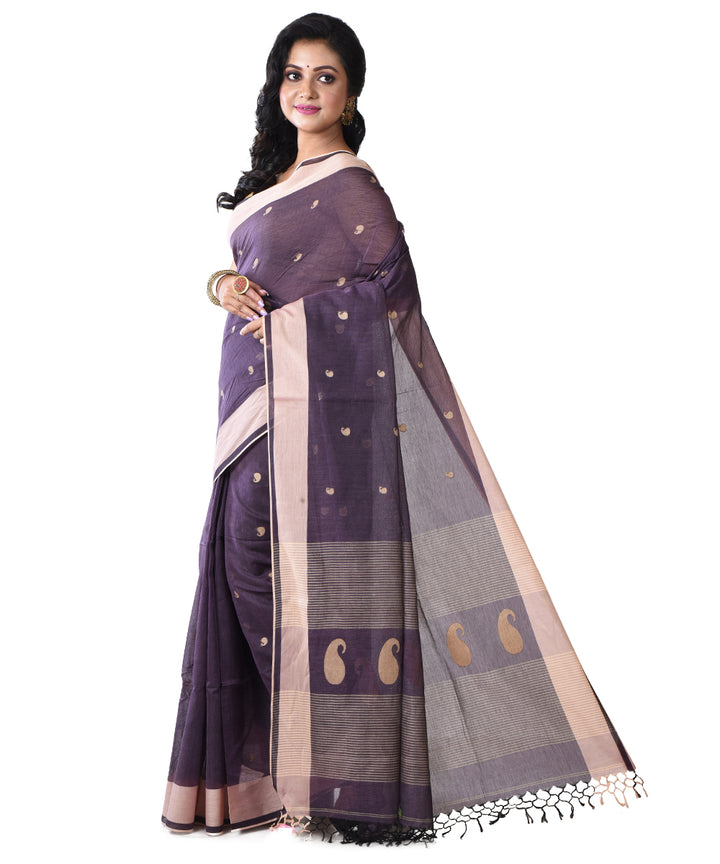 Purple shantipuri handloom cotton saree