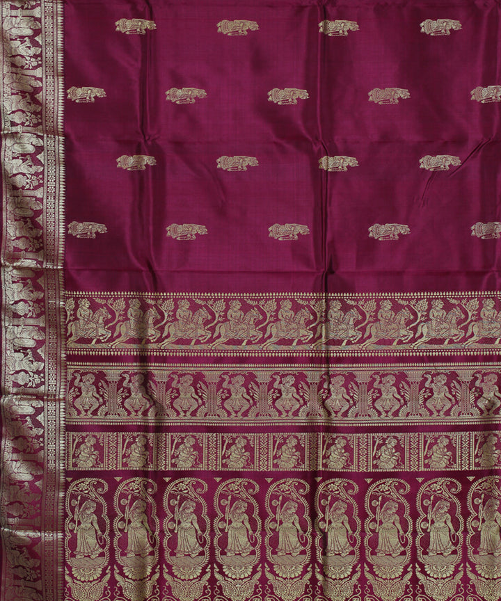Raddish maroon handwoven baluchari silk saree