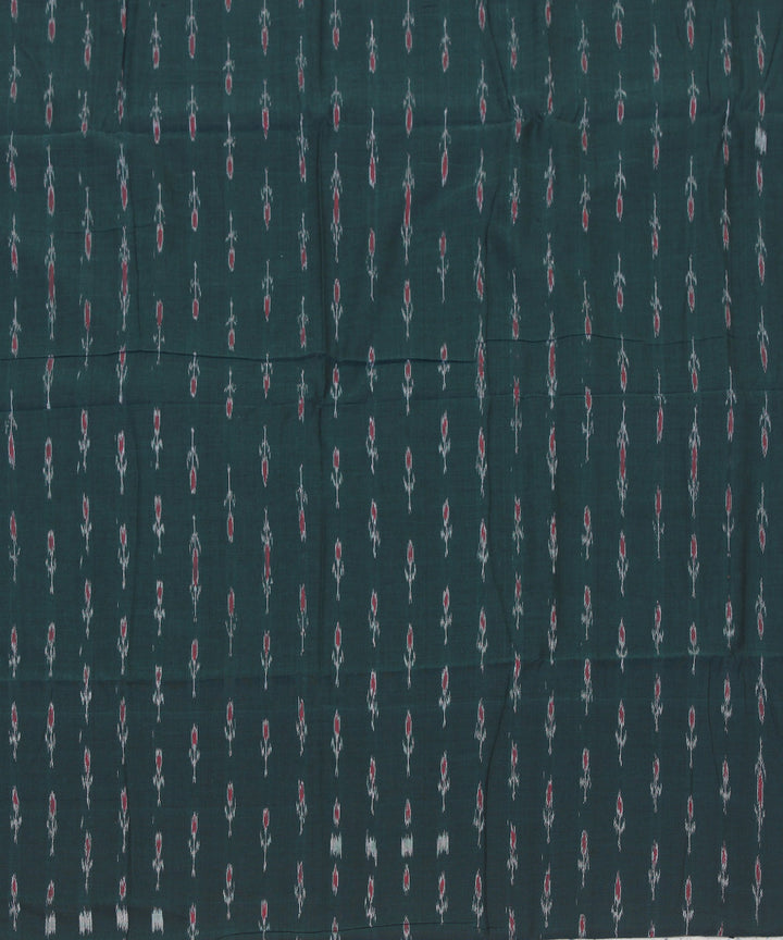 2.4 m dark green red handwoven cotton nuapatna kurta material