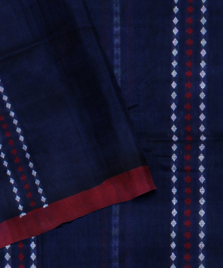 Blue maroon handloom cotton bengal saree