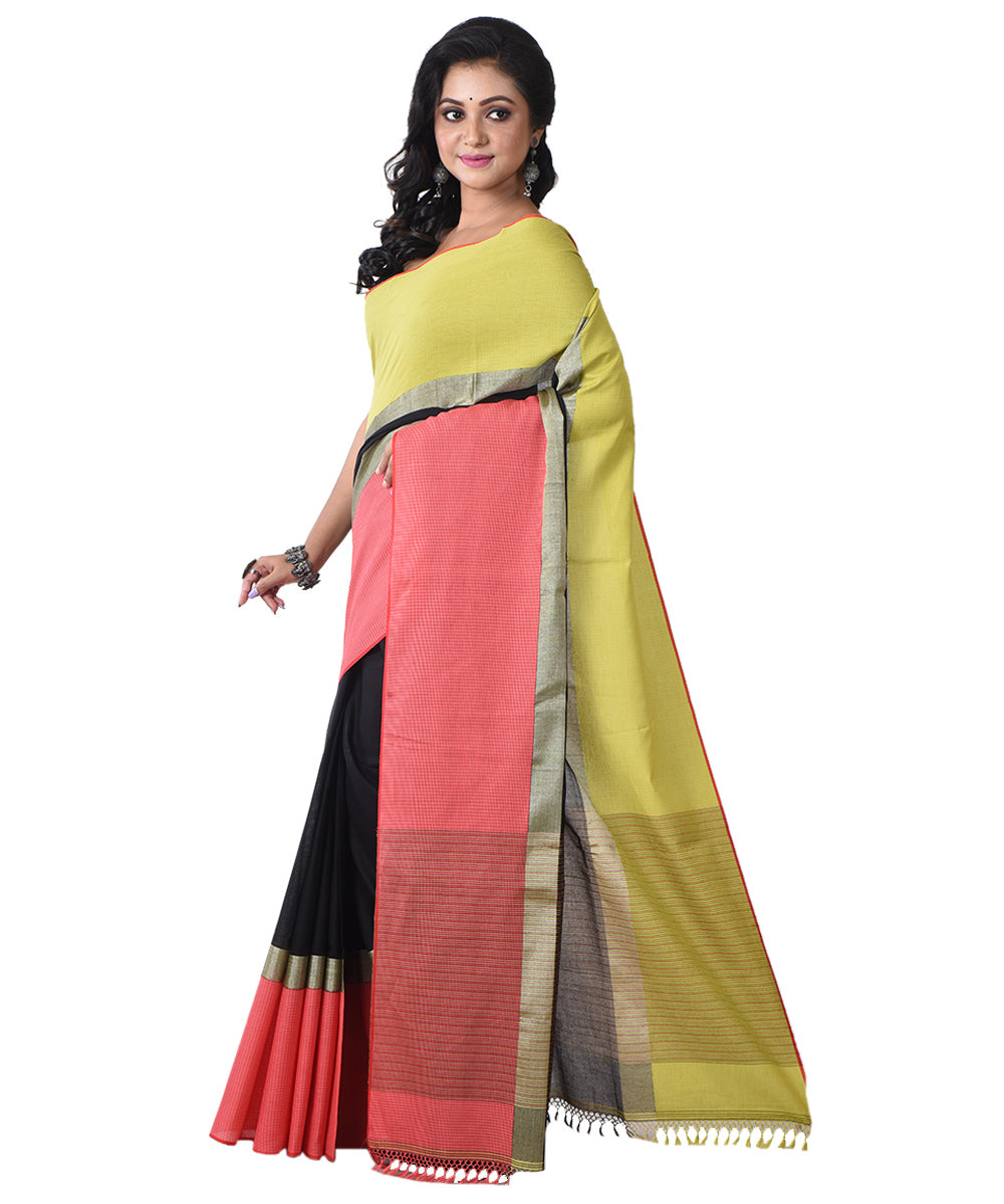 Multicolor cotton handloom shantipuri saree